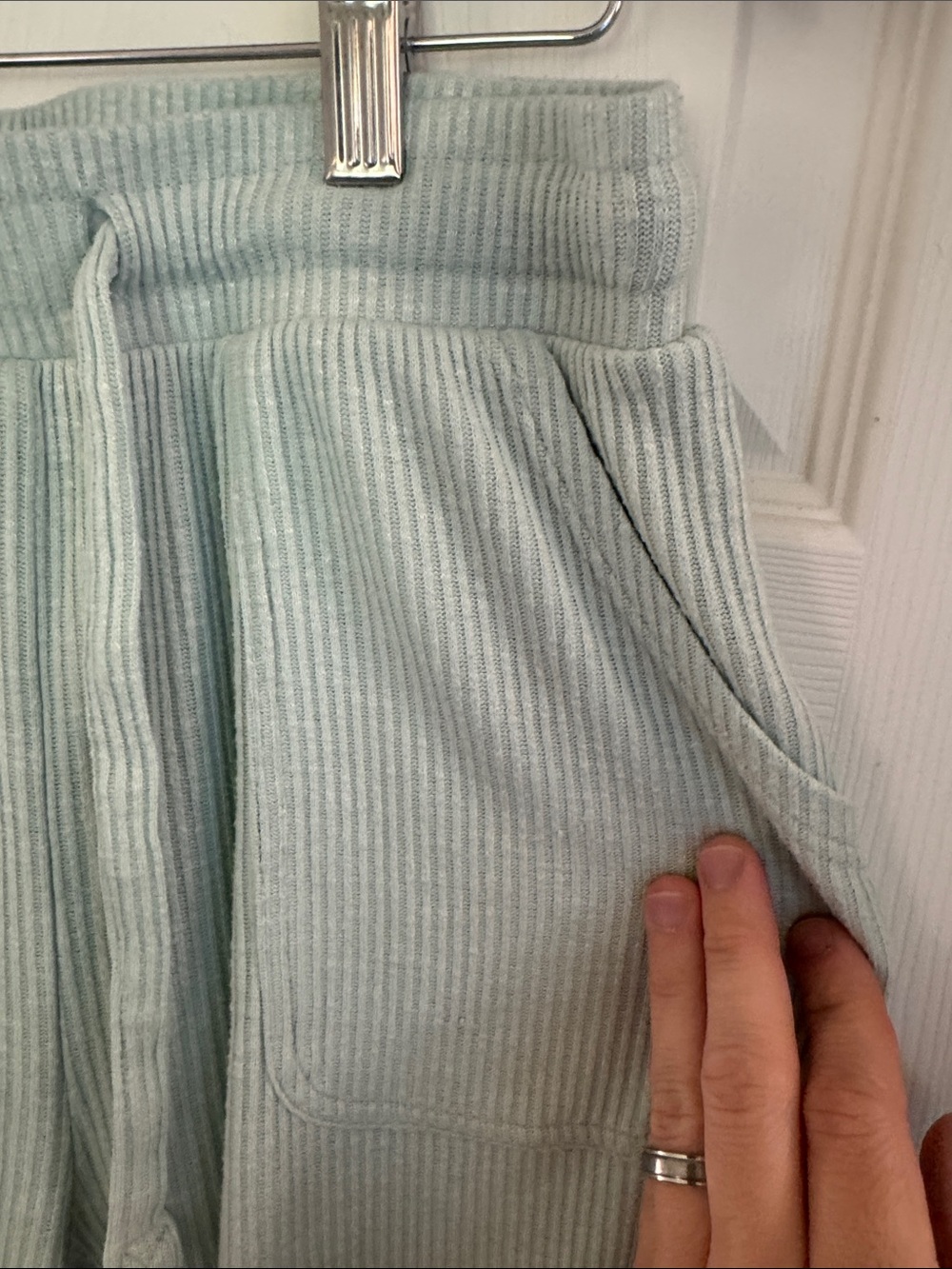 Gymshark Ribbed Long-Sleeve Drawstring Crop Top in Mint - Picture 13 of 14